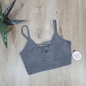 🆕️Khol's So Grey Lace-Up Front Padded Sports Bra
